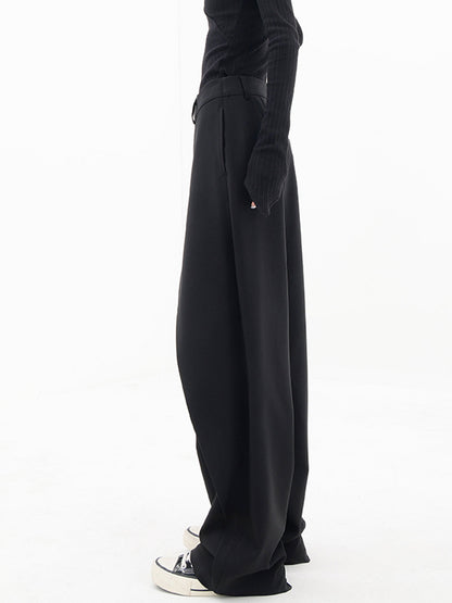 Asymmetrical Wide Women's Trousers with Double Button – Noa-Black-XS-The Livary