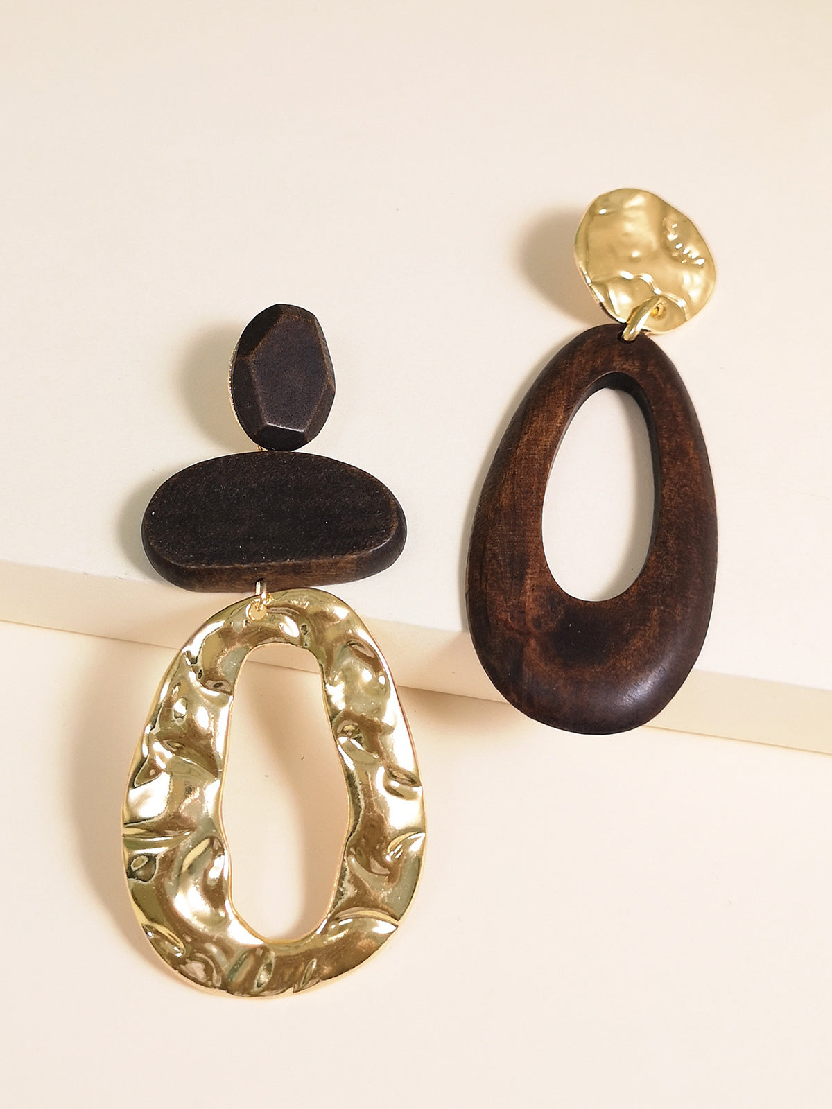 Unique Wooden Geometric Dangle Earrings