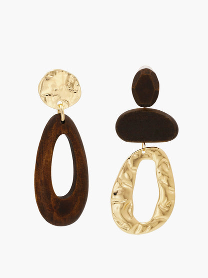 Unique Wooden Geometric Dangle Earrings - Pexav