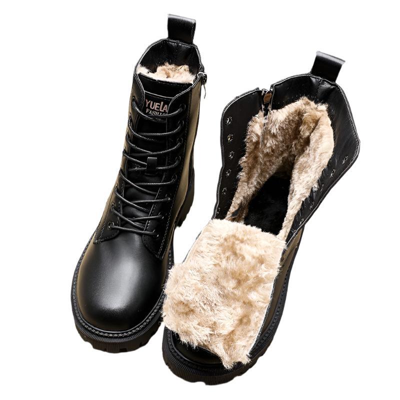 Classic Black Faux Leather Ankle Boots - Olytrend