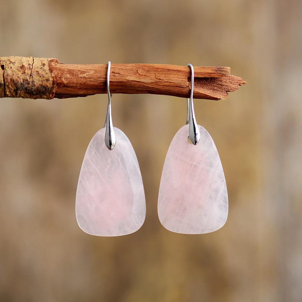 Pink Gemstone Healing Drop Earrings - Pexav