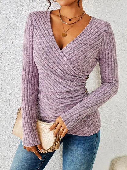 Slimming High Waist Long Sleeve Shirt - Olytrend