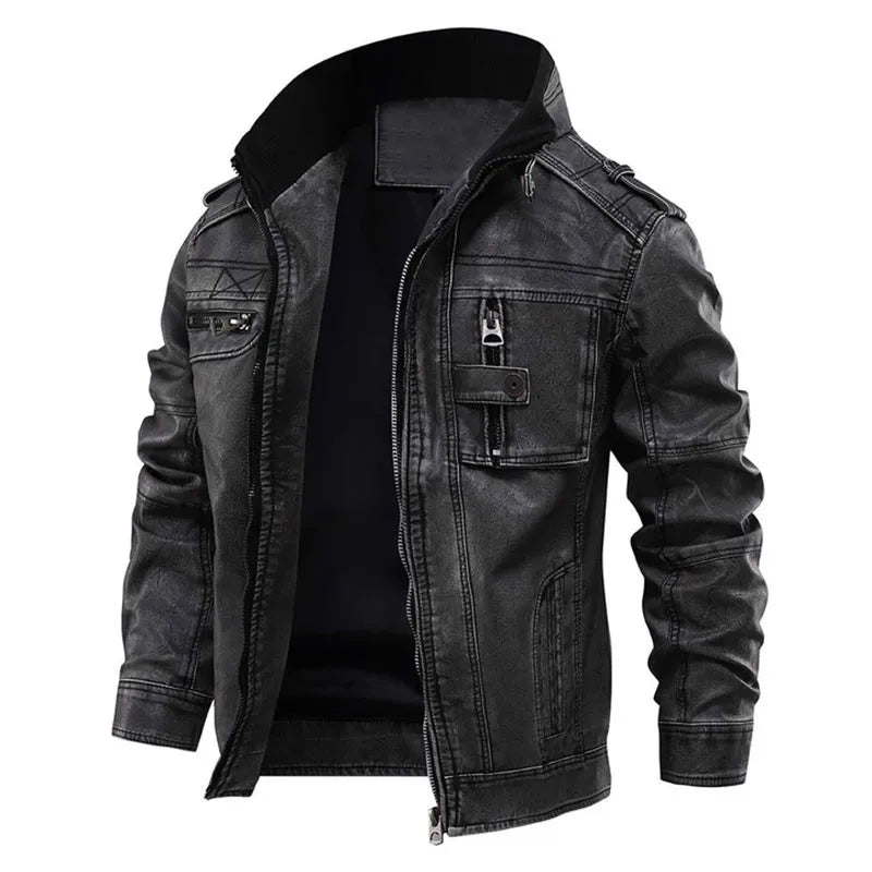 Classic Brown Mens Leather Coat - Pexav