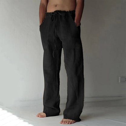 Relaxed Fit Linen Trousers for Men