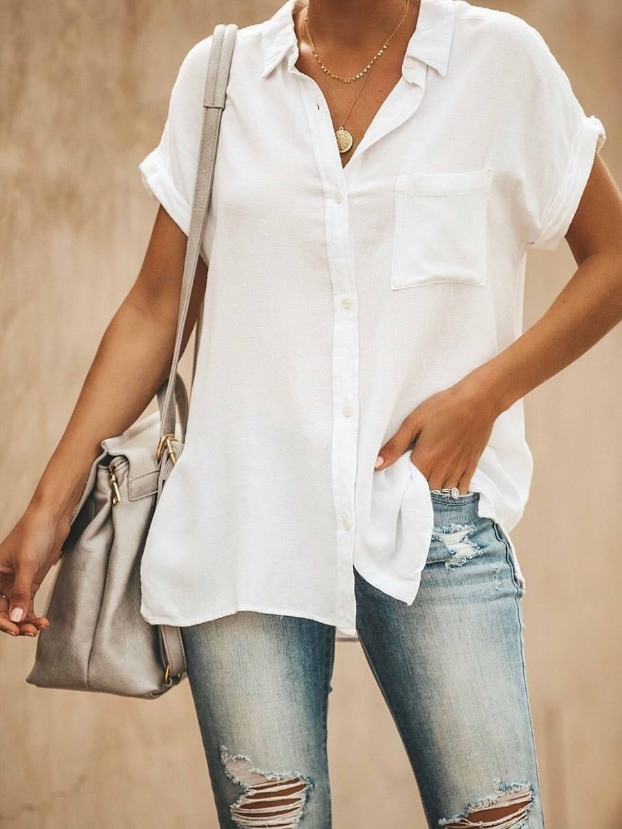 Casual Fit Women's Short Sleeve Button Shirt - Nocini