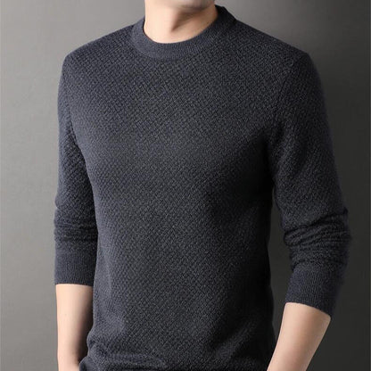 Classic Waffle Pattern Crew Neck Sweater - Nocini