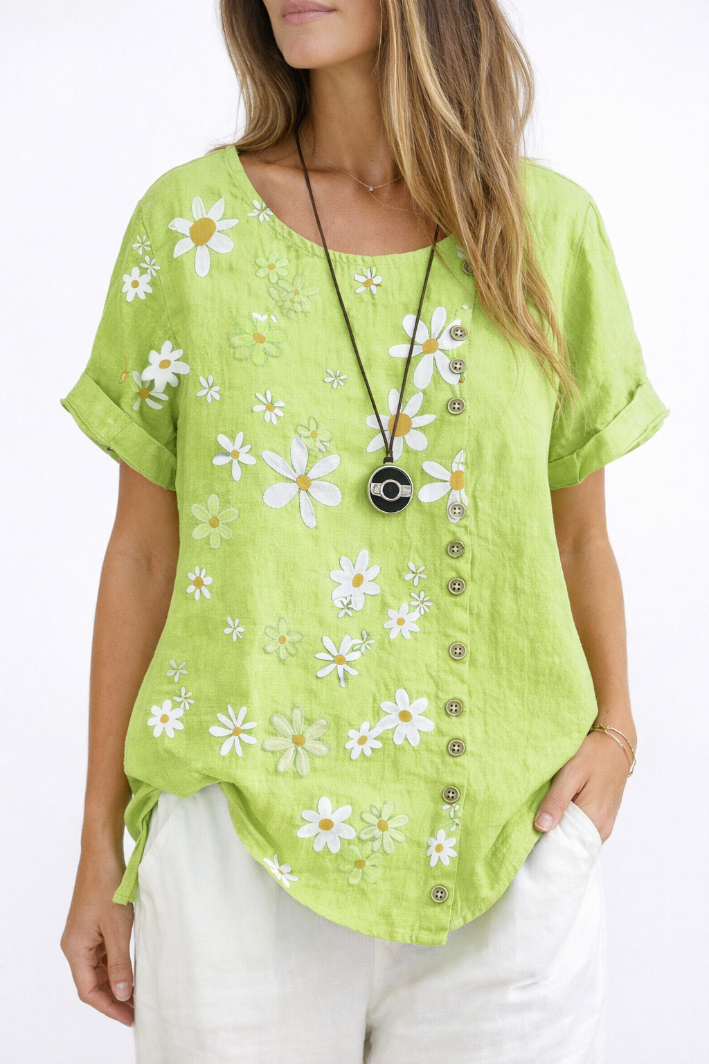 Casual Floral Short Sleeve Women's Tee - Nocini