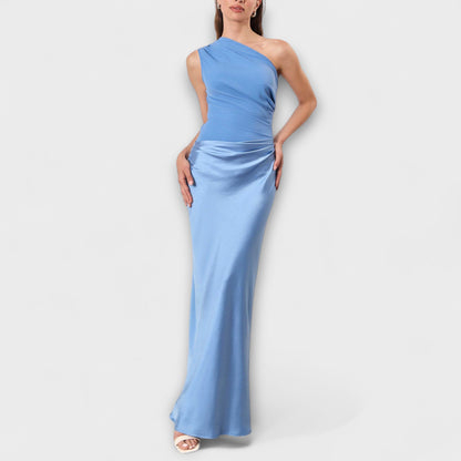 Elegant Asymmetric Ruffled Formal Evening Gown