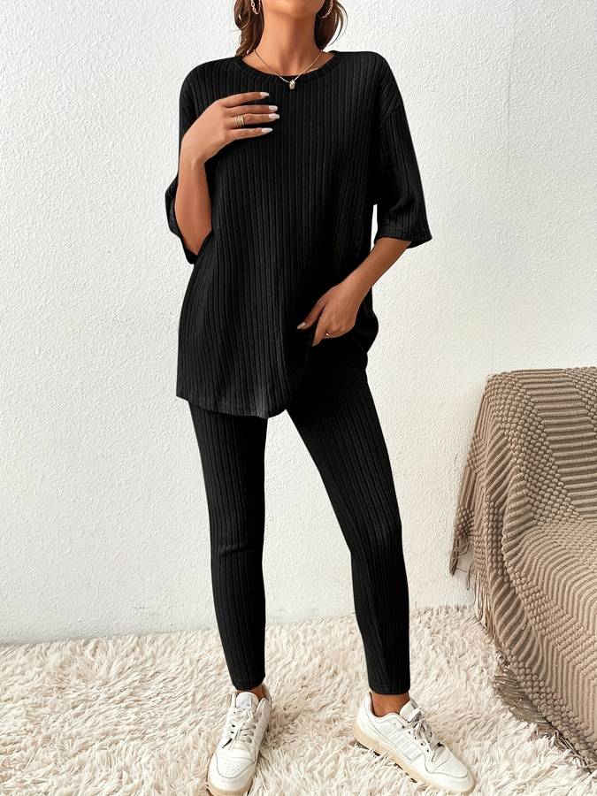 Cozy Women's Lounge Set - Soft Knit Top & Leggings - Nocini