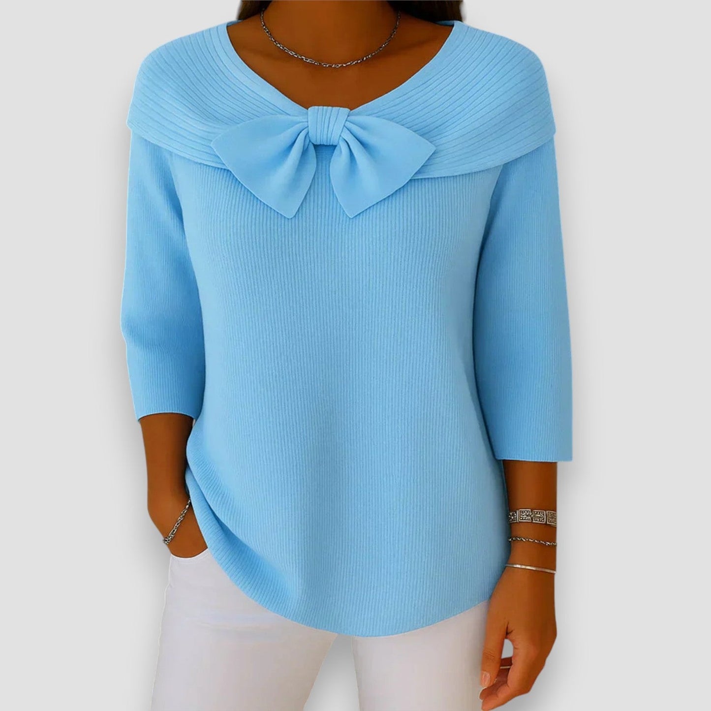 Purple Bow Knit Sweater - Olytrend
