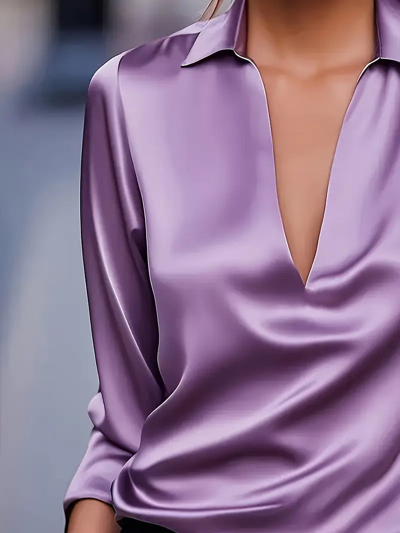 Luxury Deep V Neck Women's Blouse