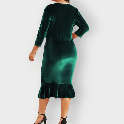 Elegant Velvet Flared Midi Dress