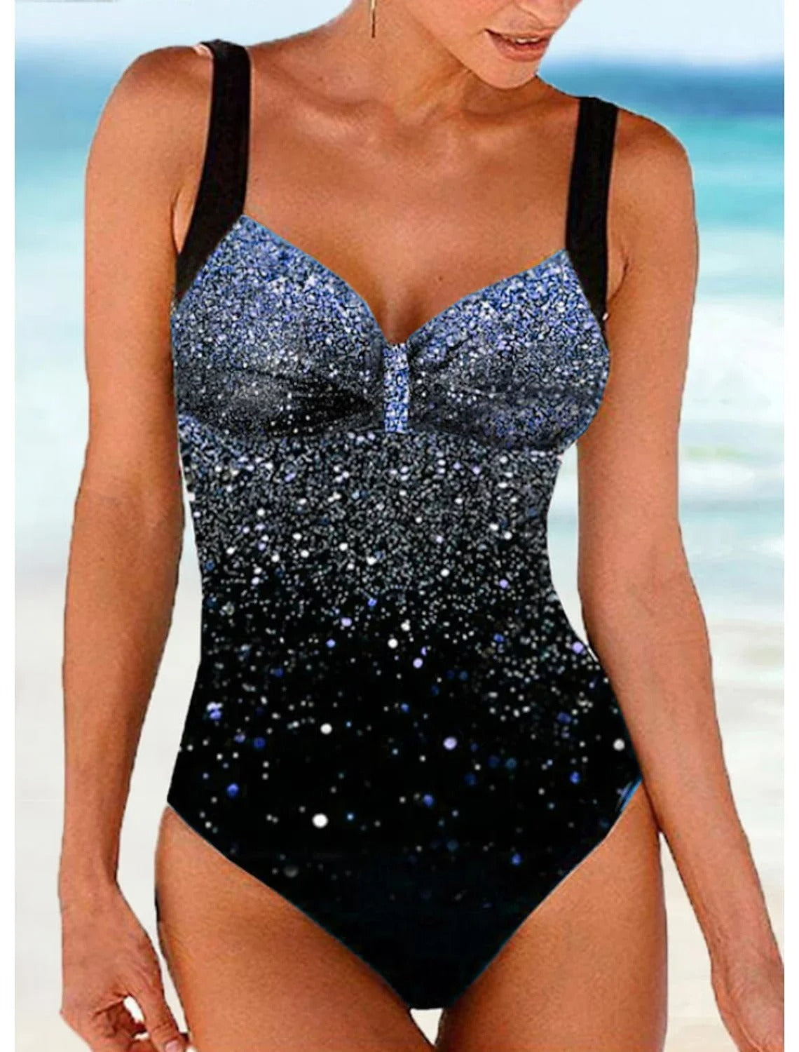 Women's Slimming Swimsuit with Built-in Bra and Sparkle Detail - Nocini