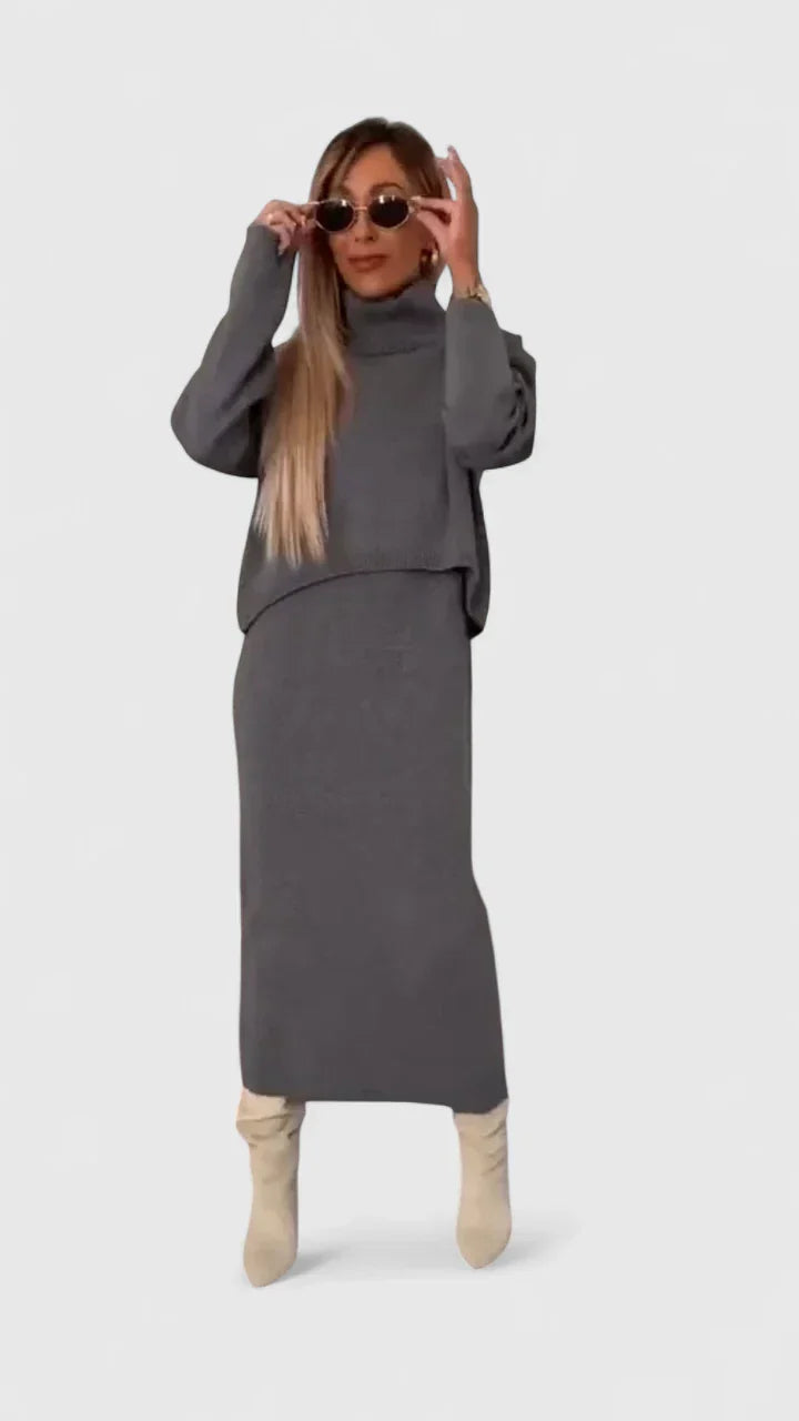 Stylish Dress and Crew Neck Jumper Set