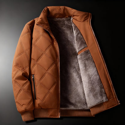 Quilted Bomber Jacket with Stand Collar