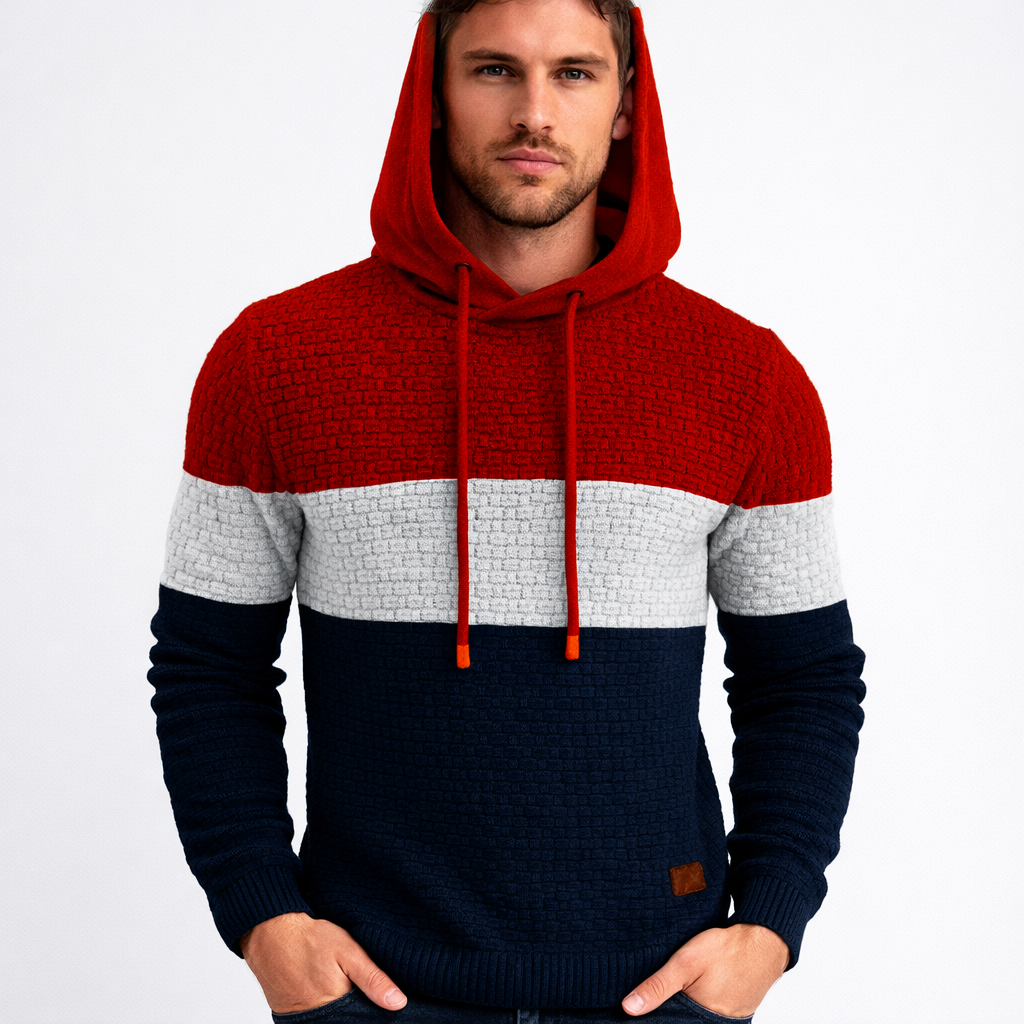 Warm Colorblock Knit Men's Hoodie - Nocini
