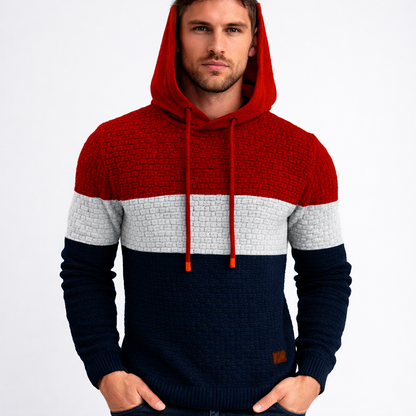 Warm Colorblock Knit Men's Hoodie - Nocini