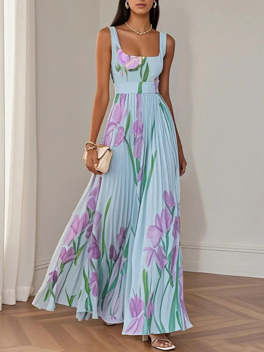 Elegant Floral Floor Length White Dress