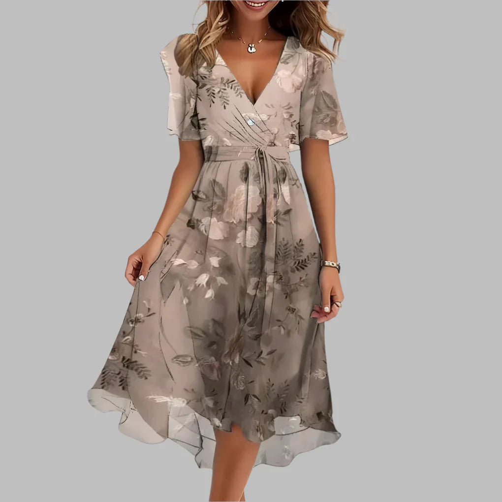 Ladies Elegant Flower Print Bodycon Dress