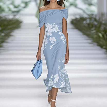 Casual Off Shoulder Floral Midi Dress for Women