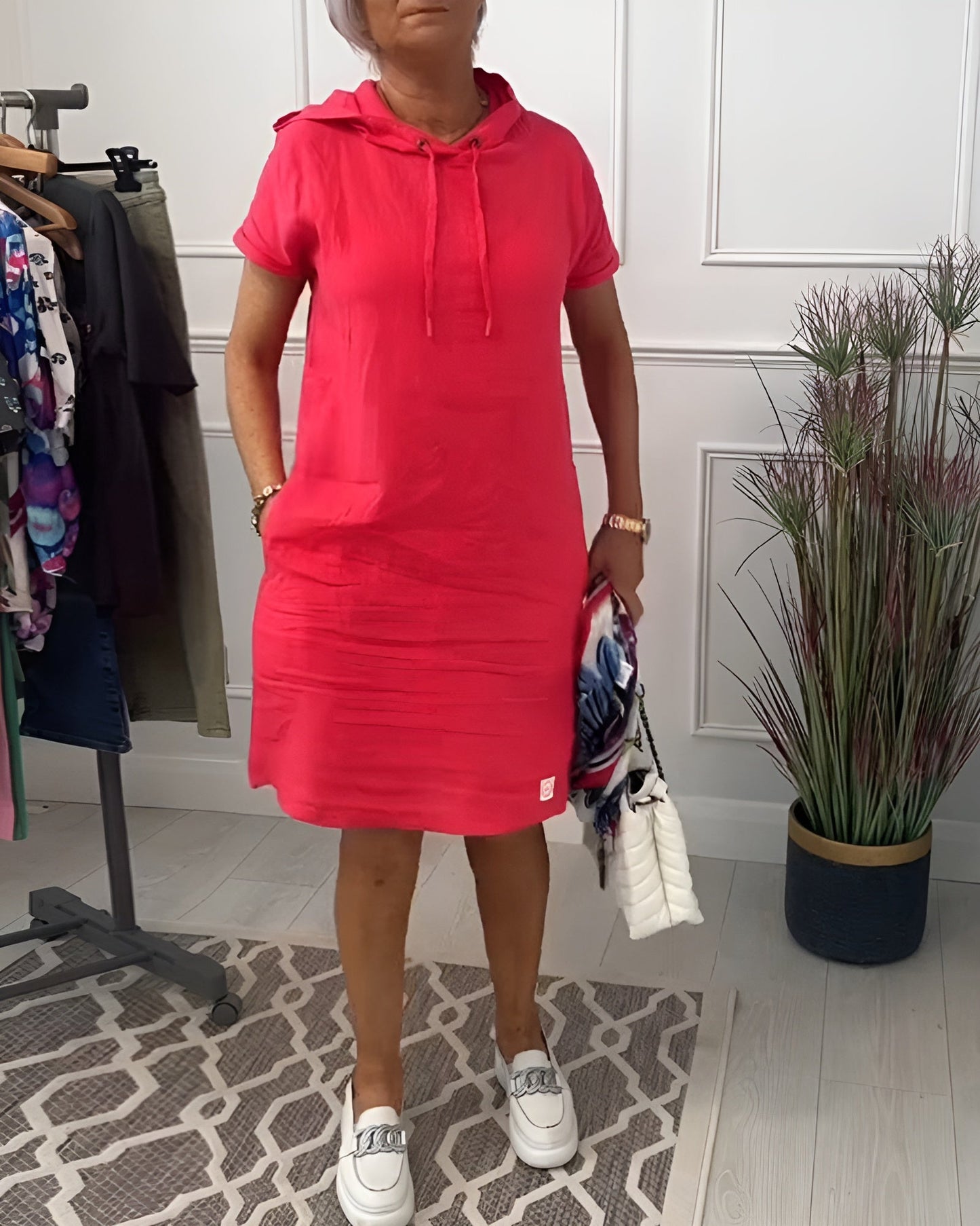 Comfy Casual Hooded Dress - Olytrend
