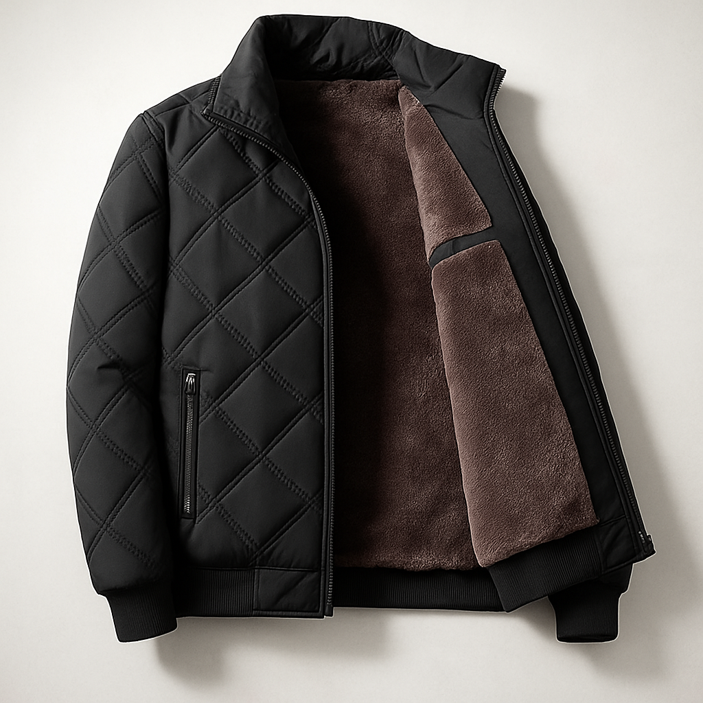 Warm Quilted Coat with Ribbed Cuffs