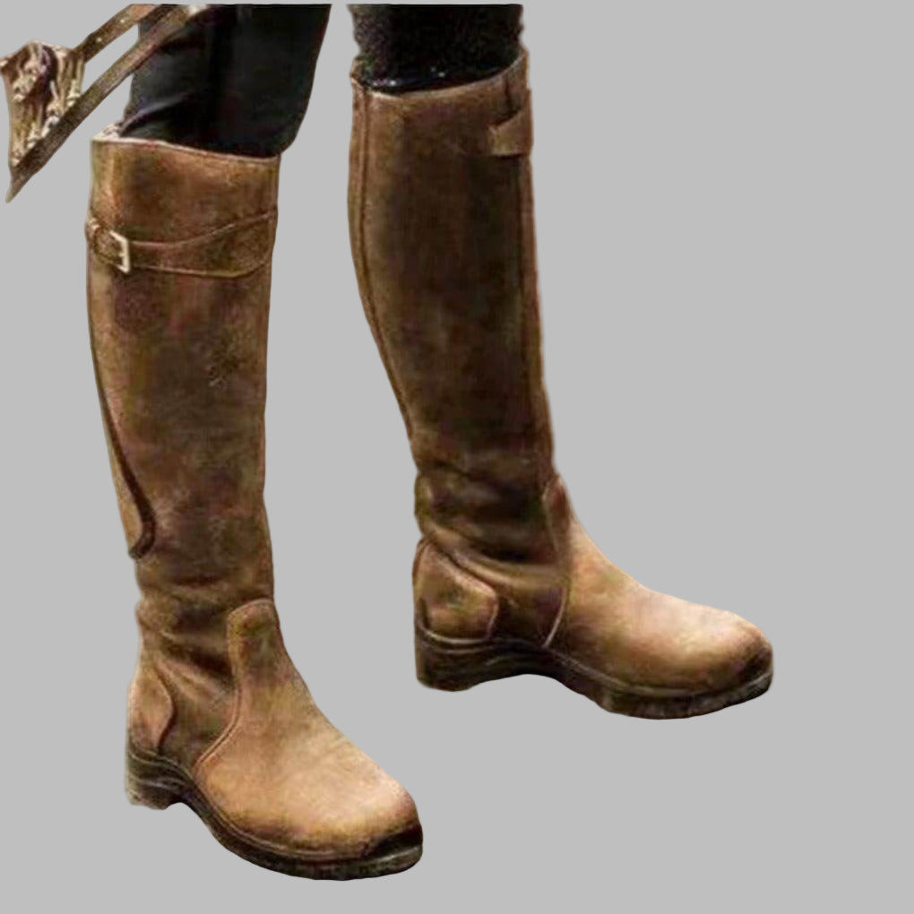 Rugged Ankle High Leather Hiking Boots for Women