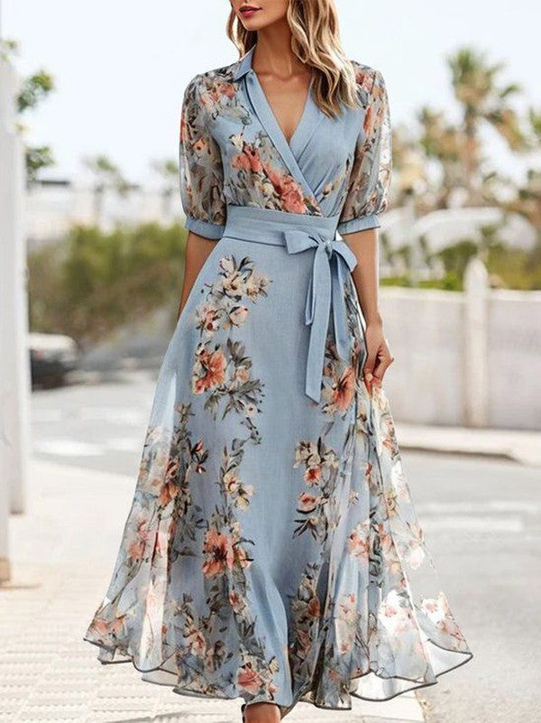 Floral Long Sleeve Maxi Dress for Women - Nocini