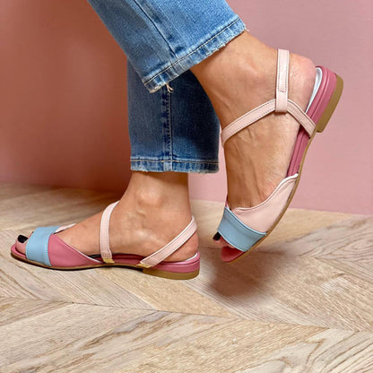 Fashionable One Side Pink Block Heel Sandals