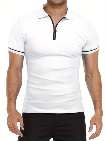 Men's Slim Fit Polo Shirt Short Sleeve Half Zip - Nocini