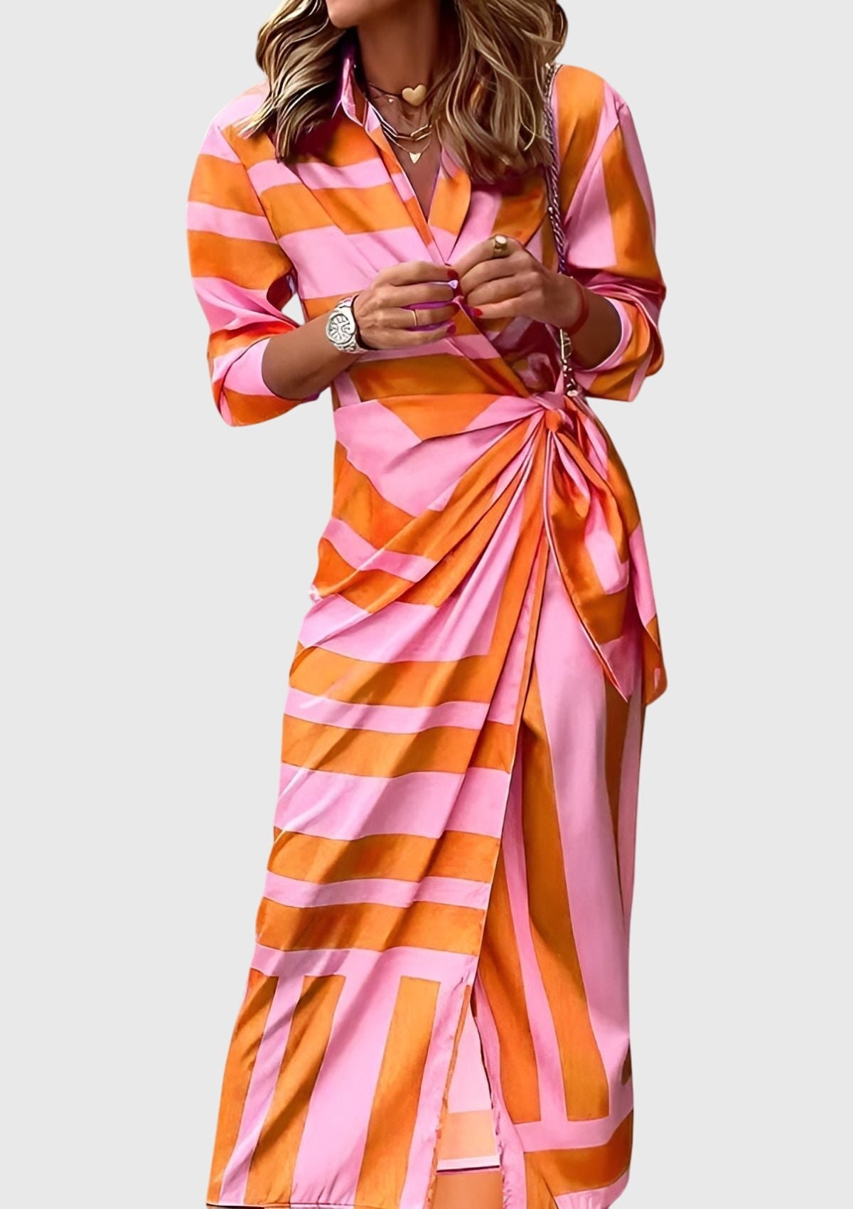 Chic Printed Wrap Around Dress
