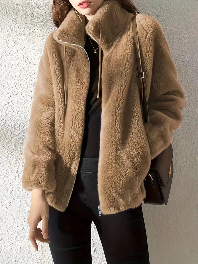 Cozy Fleece Women's Jacket with Zipper High Neck - Nocini