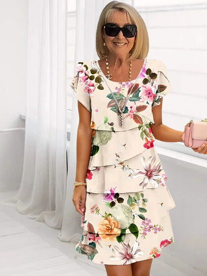Girly Floral Ruffle Party Dress
