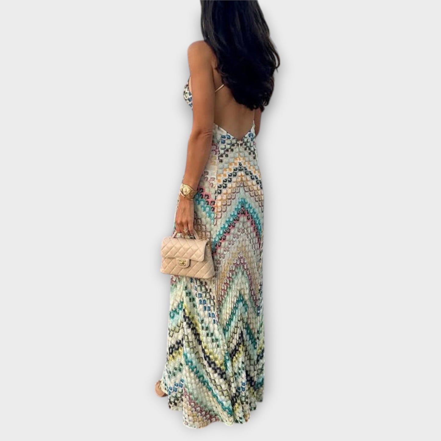 Colorful Herringbone Maxi Dress for All Events