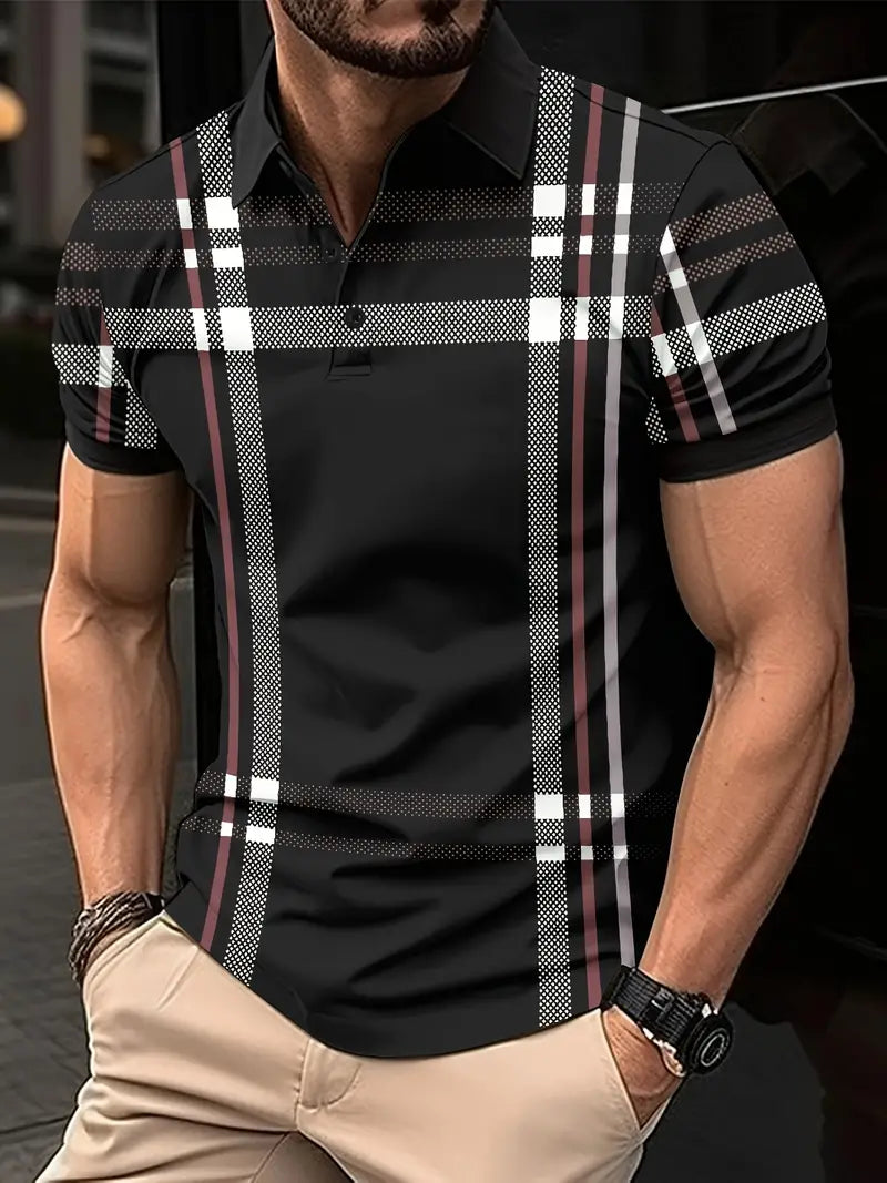 Slim Fit Mens Short Sleeve Checked Polo Shirt