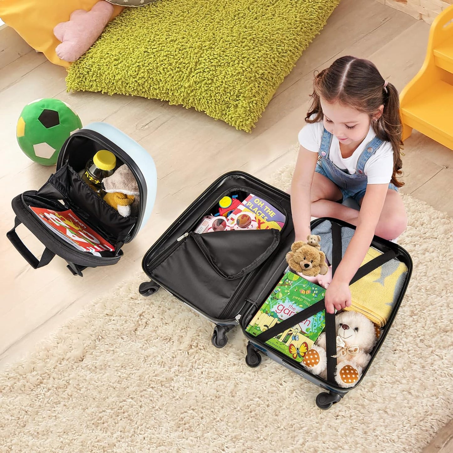 Kids 2pc Durable Luggage and Backpack Set with Spinner Wheels