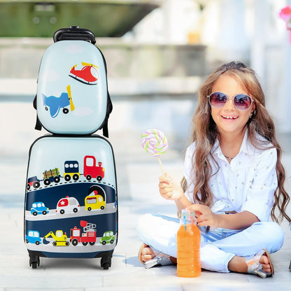 Kids 2pc Durable Luggage and Backpack Set with Spinner Wheels