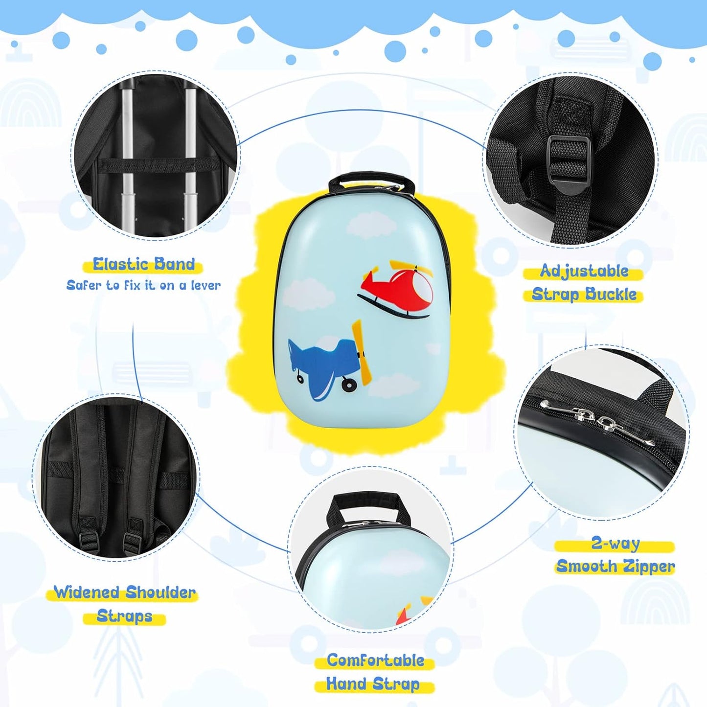 Kids 2pc Durable Luggage and Backpack Set with Spinner Wheels