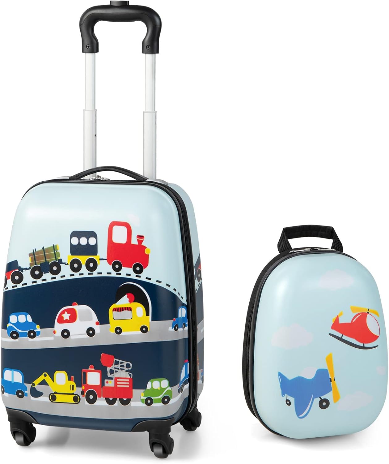 Kids 2pc Durable Luggage and Backpack Set with Spinner Wheels - Pexav
