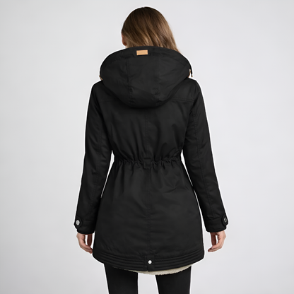Warm Waterproof Jacket with Fleece Lining and Adjustable Waist
