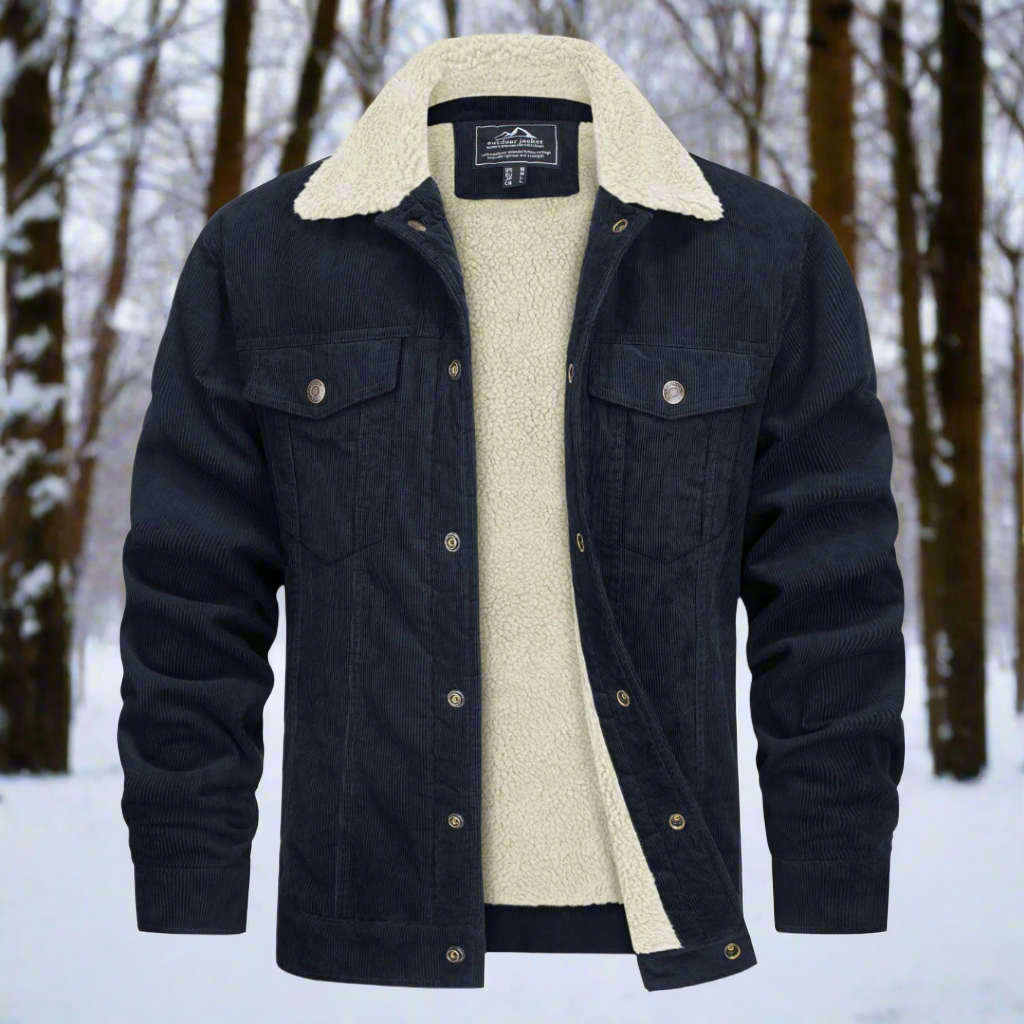 Rugged Corduroy Jacket with Fleece Lining - Nocini