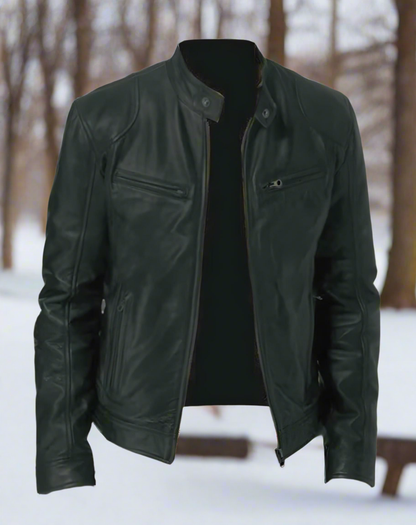 Slim Fit Men's Faux Leather Biker Jacket