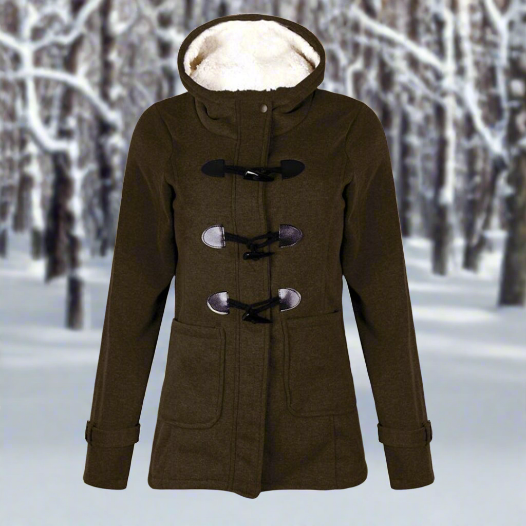 Warm Hooded Parka Coat for Women with Fleece Inside