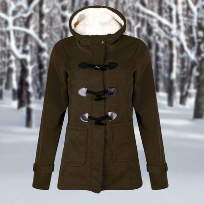 Warm Hooded Parka Coat for Women with Fleece Inside