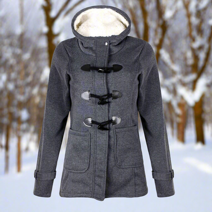 Warm Hooded Parka Coat for Women with Fleece Inside