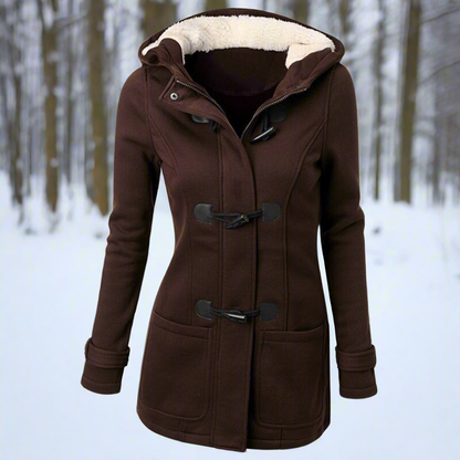 Warm Hooded Parka Coat for Women with Fleece Inside