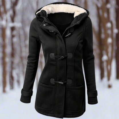 Warm Hooded Parka Coat for Women with Fleece Inside