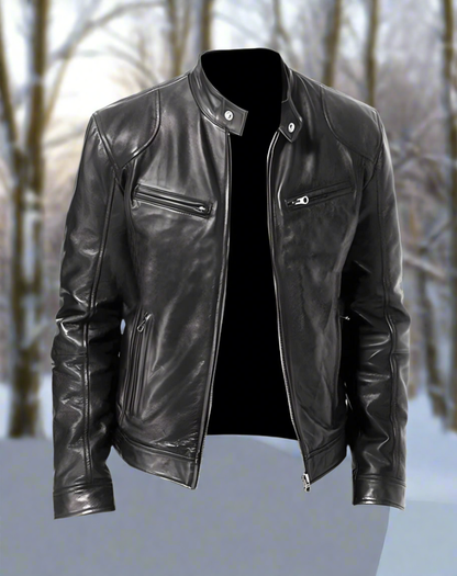 Slim Fit Men's Faux Leather Biker Jacket