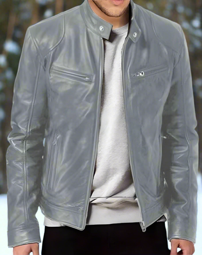 Slim Fit Men's Faux Leather Biker Jacket