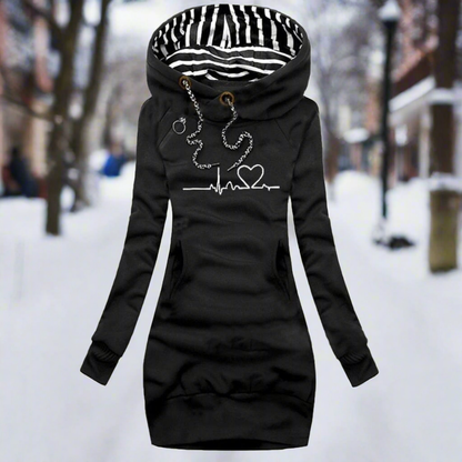 Cozy Hooded Sweatshirt Dress for Women - Nocini